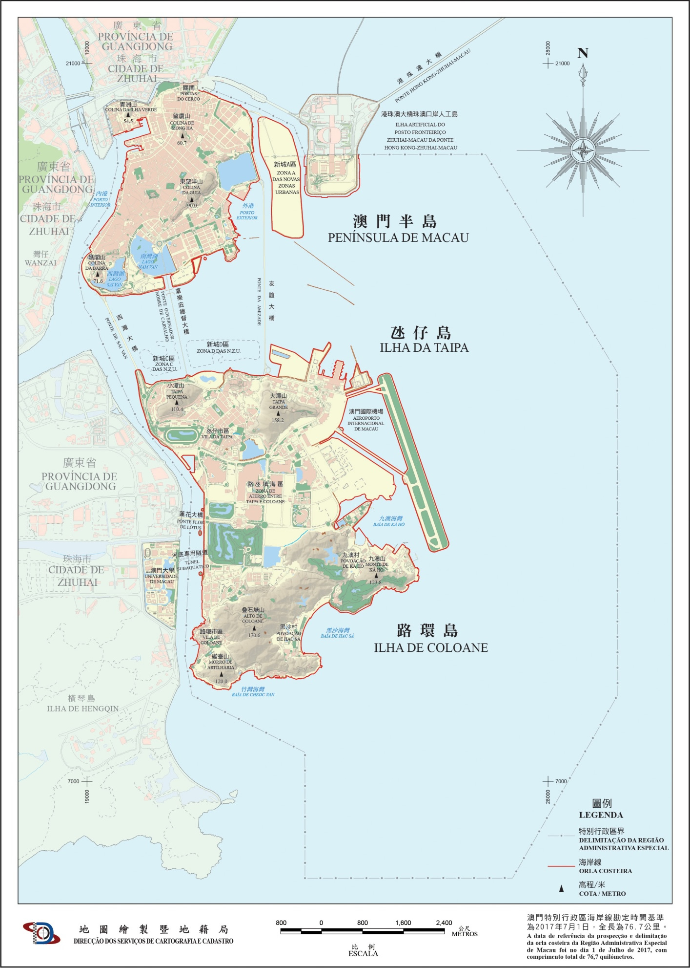 《Mapa da Orla Costeira da Região Administrativa Especial de Macau》